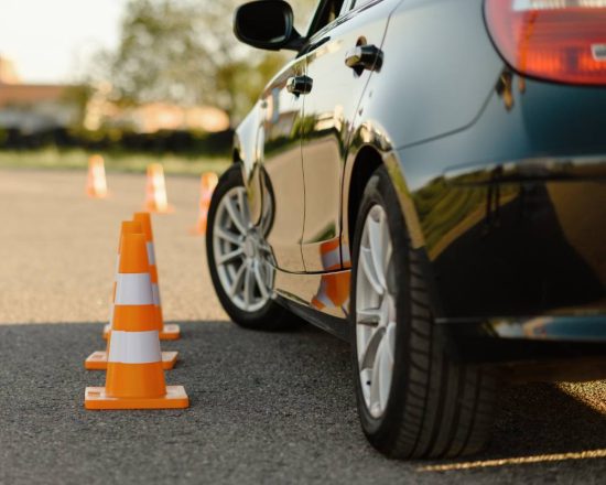 cone and car
