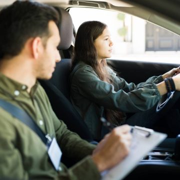 teen taking driving test