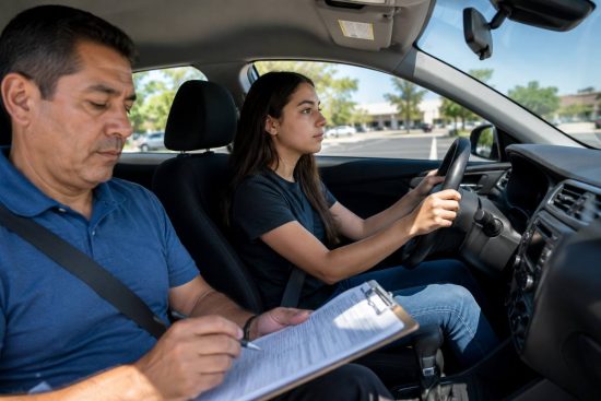 teen taking road test